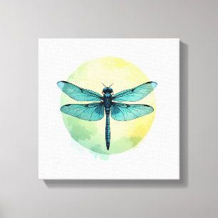 Schöne grüne Libellen-Aquarell-Kunst Insektenliebh Leinwanddruck