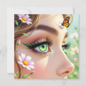 Schöne grüne Mit Augen Märchen und Schmetterlingss Karte (Vorderseite)