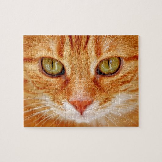 Schöne grüne mit Augen orange Tiger-Katze Puzzle (Horizontal)