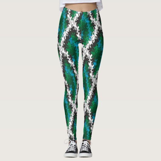 schöne grüne Muster Leggings (Vorderseite)