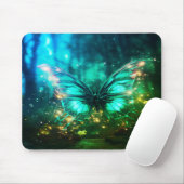 Schöne grüne Neon-Schmetterling auf Computer-Lapto Mousepad (Mit Mouse)