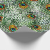 Schöne grüne Pfau-Feder Geschenkpapier (Ecke)