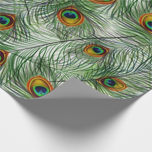 Schöne grüne Pfau-Feder Geschenkpapier (Ecke)