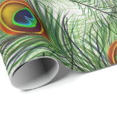 Schöne grüne Pfau-Feder Geschenkpapier (Rolleneckpunkt)