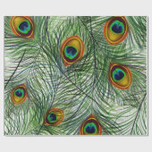 Schöne grüne Pfau-Feder Geschenkpapier (Flach)