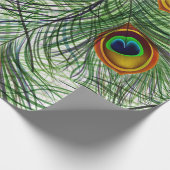 Schöne grüne Pfau-Feder Geschenkpapier (Ecke)