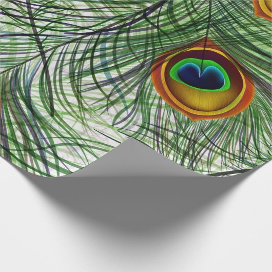 Schöne grüne Pfau-Feder Geschenkpapier (Ecke)