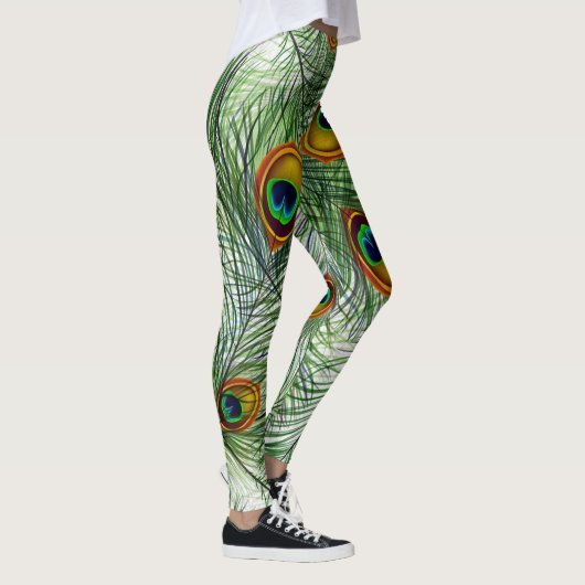 Schöne grüne Pfau-Feder Leggings (Rechts)