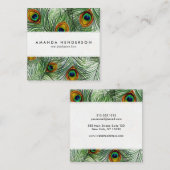 Schöne grüne Pfau-Feder Quadratische Visitenkarte (Vorne/Hinten)
