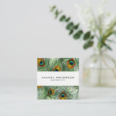 Schöne grüne Pfau-Feder Quadratische Visitenkarte (Stehend Vorderseite)