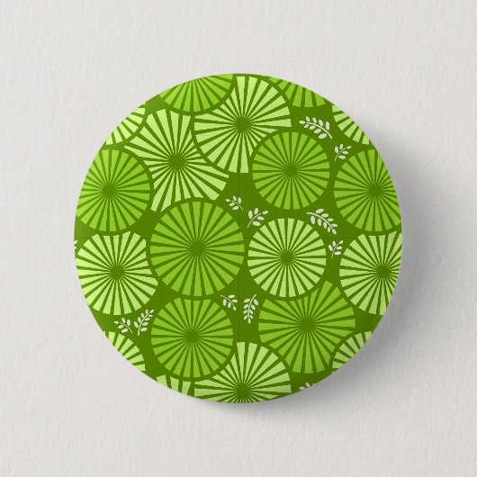 Schöne, grüne Retro-Blumentaste Button (Vorderseite)