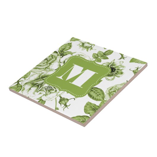 Schöne grüne Rose Fliese (Seite)