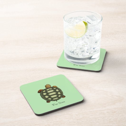 Schöne grüne Schildkröte auf Limette Green Getränkeuntersetzer (Rechte Seite)