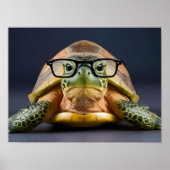 Schöne grüne Schildkröte mit Brille Poster (Vorne)