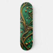 Schöne grüne und goldene Blüten und Abstrakte Beer Skateboard (Vorderseite)