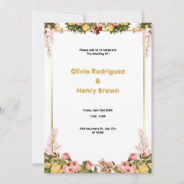 Schöne grüne und goldene Hochzeit Einladung