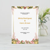 Schöne grüne und goldene Hochzeit Einladung (Stehend Vorderseite)