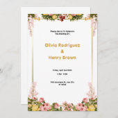 Schöne grüne und goldene Hochzeit Einladung (Vorne/Hinten)