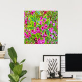 Schöne Grüne Weigela mit Crimson-Blume Poster (Heimbüro)