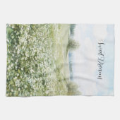Schöne grüne Wiesenblumen blauer Himmel Geschirrtuch (Horizontal)