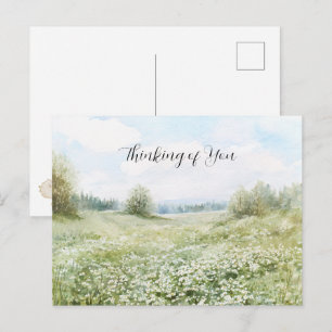 Schöne grüne Wiesenblumen blauer Himmel Postkarte
