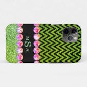Schöne grüne Zickzack Glitzer Bling Elegante Case-Mate iPhone Hülle (Rückseite (Horizontal))