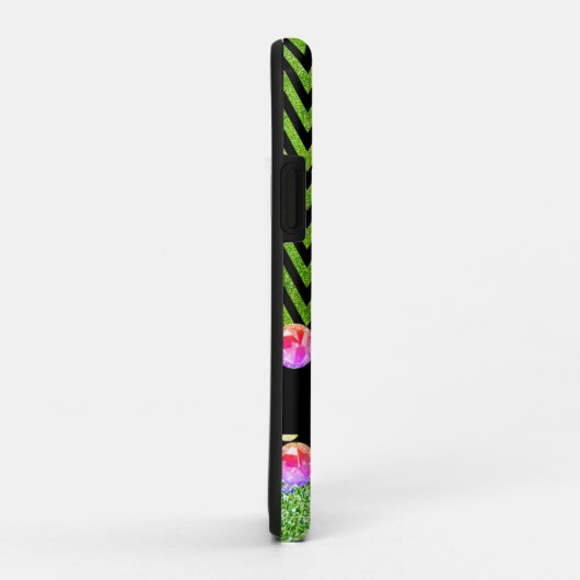 Schöne grüne Zickzack Glitzer Bling Elegante Case-Mate iPhone Hülle (Hinten/Rechts)