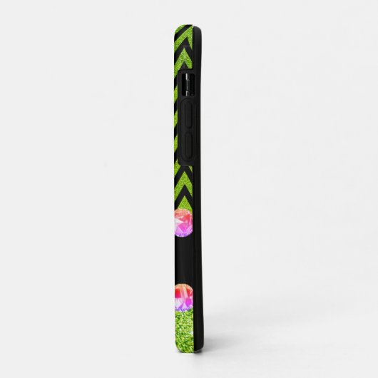 Schöne grüne Zickzack Glitzer Bling Elegante Case-Mate iPhone Hülle (Hinten/Links)