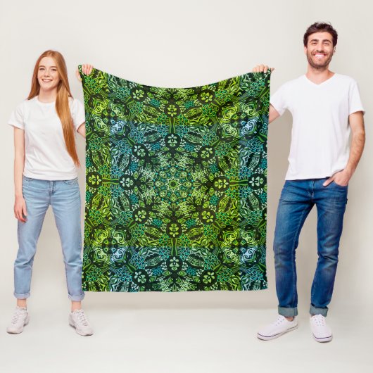 Schöne Grüntöne und Blues Mandala Fleecedecke (Beispiel)