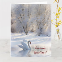 Schöne Grüße, wunderschöner Schwan im Schnee