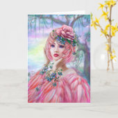 Schöne Grußkarte Flamingo Girl Karte (Gelbe Blume)