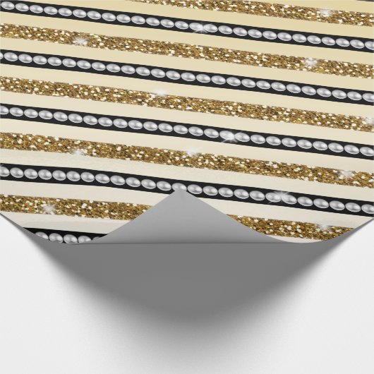 Schöne gürtelgoldene Imitate Glitzer Perlen Geschenkpapier (Ecke)