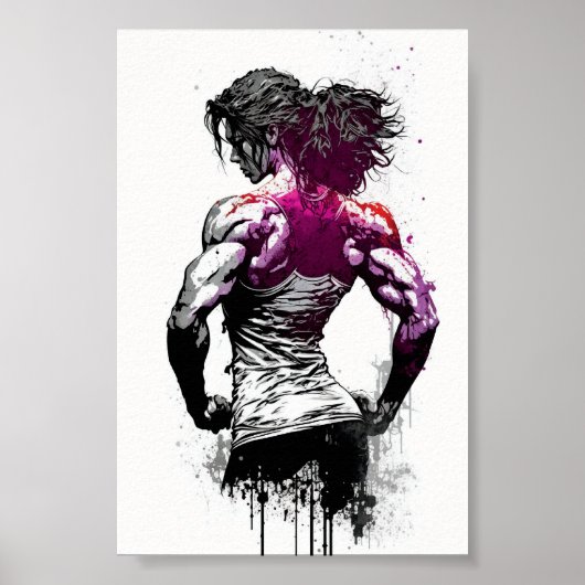 Schöne Gym Girl Flexmuskeln Poster (Vorne)