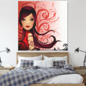 Schöne Hairstyle Girl Wrapped Canvas Leinwanddruck (Insitu (Schlafzimmer))