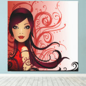Schöne Hairstyle Girl Wrapped Canvas Leinwanddruck (Insitu (Holzboden))