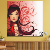 Schöne Hairstyle Girl Wrapped Canvas Leinwanddruck (Insitu (Wohnzimmer))