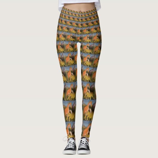 Schöne Hakuna Matata Afrikanische Wildtiere Vintag Leggings (Vorderseite)