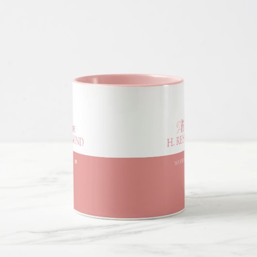 schöne halbe rosa und weiße Tasse personalisiert m (Zentrum)