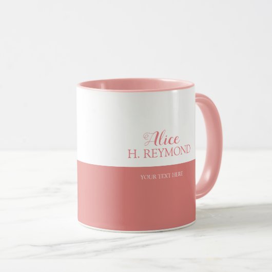 schöne halbe rosa und weiße Tasse personalisiert m (VorderseiteRechts)