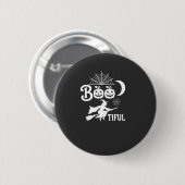 Schöne Halloween-Hexenmondgestaltung_1 Button (Vorne & Hinten)