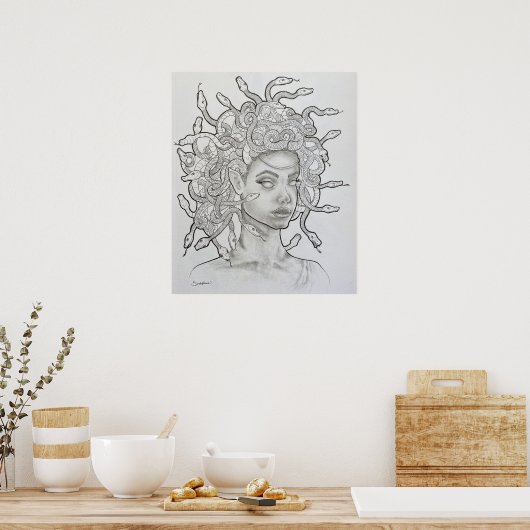 Schöne Hand Drawn Medusa Poster (Küche)