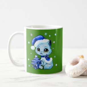 Schöne Hand gezeichnete Weihnachtskatzen-Tasse Kaffeetasse