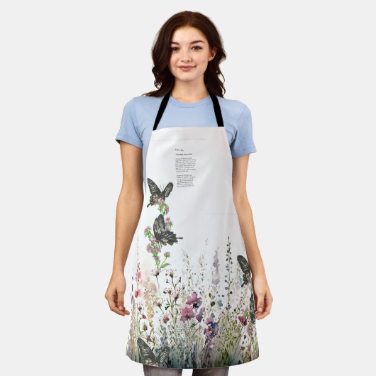 Schöne handbemalte, gefährdete Ceylon-Rose Schürze (Getragen)