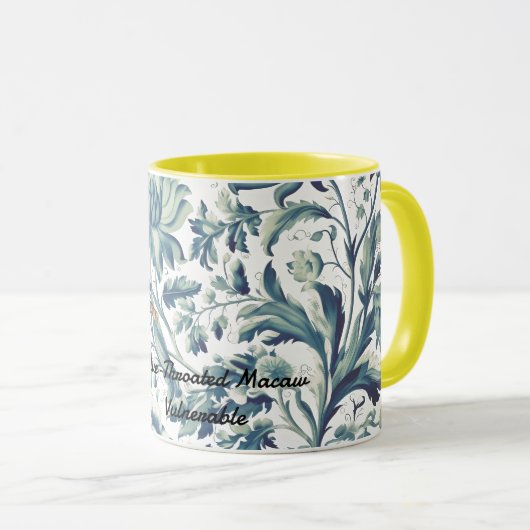 Schöne handbemalte, gefährdete Maca Tasse (VorderseiteRechts)