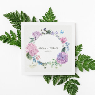 Schöne handbemalte Hydrangea-Blumenhochzeit Serviette