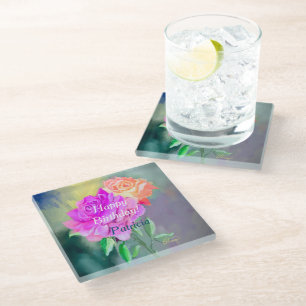 Schöne handbemalte Rose für den besondere Anlass Glasuntersetzer