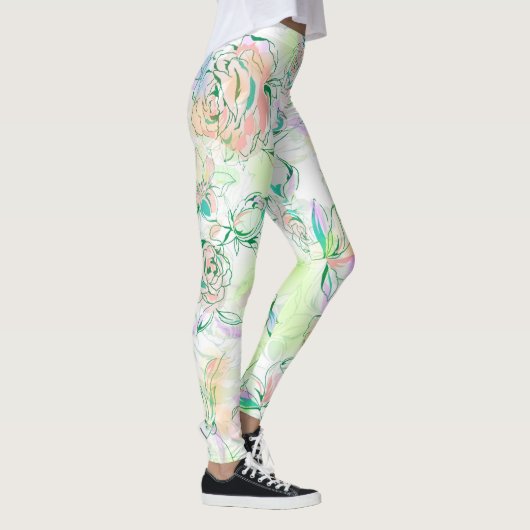 Schöne handbemalte Rose Leggings (Rechts)