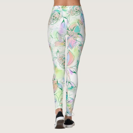 Schöne handbemalte Rose Leggings (Rückseite)