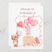 Schöne Handgemalt und Gezeichnet Drehen 1! Einladung (Vorne/Hinten)