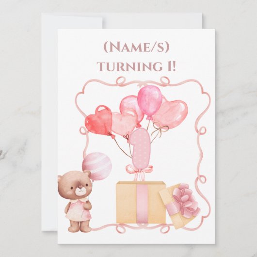 Schöne Handgemalt und Gezeichnet Drehen 1! Einladung (Vorderseite)